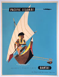 Original Travel Poster Pacific Islands Qantas Boac Hawaii Fiji Tahiti Silkscreen Vintage Airline Posters Vintage Travel Posters Vintage Posters