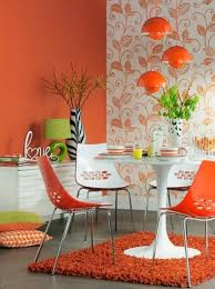 All filters (3) style (1) contemporary. Modern Dining Room Decorating Ideas Orange Paint Colors And Wallpaper Bright Dining Rooms Orange Dining Room Dining Room Colors