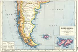 Created by feña agar | updated 4/13/2021. Patagonia South America South Argentina Chile Falkland Islands 1920 Old Map