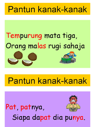 Contoh pantun enam kerat anak memerang memakan sagu di perdunya mula diterang waktu hari kabur kelala. Pantun Kanak Kanak