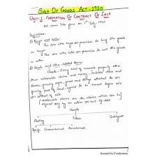 8 (1) subject to this or any other act, a contract of sale may be made in writing, either with or without seal, or by word of mouth, or partly in writing and partly by word of mouth. Ca Icai Sales Of Goods Act 1930 Handwritten Short Facebook
