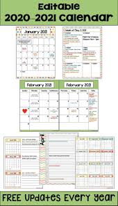 2020 2021 Calendar Printable And Editable With Free Updates In Pastel Colors In 2020 School Calendar 2021 Calendar Editable Calendar