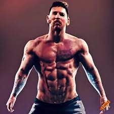 Picture of messi showing his muscular physique on Craiyon