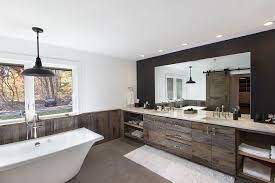 This bathroom vanity was hand crafted using reclaimed oak barn boards. Salvaged Style 10 Ways To Transform Your Bathroom With Reclaimed Wood