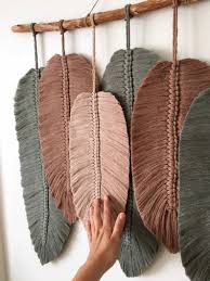 Check spelling or type a new query. Macrame Feathers Macrame Leaves Boho Macrame Wall Hanging Brown Green Beige Colored Perfect Bohemian Home Wall Decor Statement Piece In 2021 Macrame Wall Hanging Diy Macrame Wall Hanging Wall Hanging