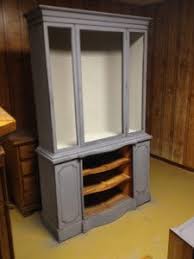 I then used the new floral wallpaper from f&b to transform the inside of the cabinet. China Cabinet Painted In Annie Sloan Graphite And French Linen