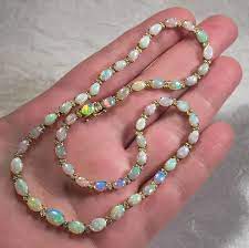 Natural Opal Diamond Tennis Necklace 14k Gold Australian Tennis Tanya S Treasures Ruby Lane Tennis Necklace Diamond Tennis Necklace Antique Opal Jewelry
