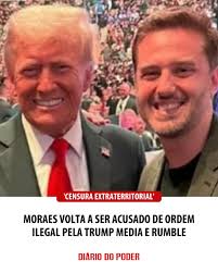 O ministro do Supremo Tribunal Federal (STF), Alexandre de Moraes, voltou a  ser alvo de petição da Trump Media e da Rumble alertando à Justiça dos  Estados Unidos que o integrante da