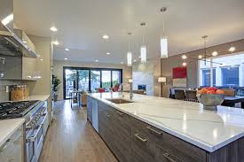 sleek modern kitchen design with a long