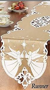 Amazon Com Winston Inc Angel Gold Halo Embroidered Christmas Table Runner Home Kitchen Christmas Angels Christmas Table Runner Table Runners