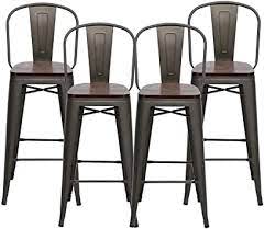 Have a seat and enjoy these bar stools and bar chairs, designed for the good life… bar tables and chairs are perfect for giving we have chairs and stools at the right height for our bar tables and lower ones to use at kitchen worktops and islands. Amazon Com 30 High Back Barstools Metal Stool With Wooden Seat Set Of 4 Counter Height Bar Stools Bronze Kitchen Dining