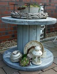 Kabeltrommel Im Shabbylook Kabelspulen Tisch Kabeltrommel Diy Gartenmobel