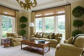 Slc Interiors Triple Topiary Plants In Simple Living Rooms Living Room Windows Window Treatments Living Room Traditional Design Living Room