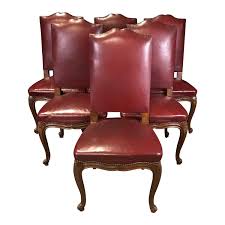 Set Of Six French Louis Xv Style 19th Century Walnut And Leather Dining Chairs In 2020 Leather Dining Chairs Dining Chairs Dining Chair Set