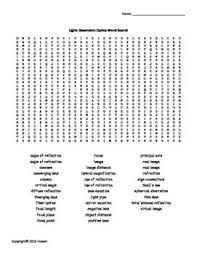 Light And Geometric Optics Vocab Word Search For Physics Or Physical Science Physical Science Physics Science Vocabulary