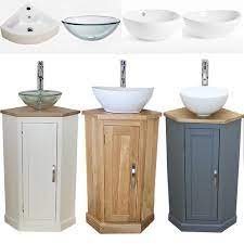 Offering ample bathroom storage space and a touch of elegance, vanity units are a neat piece of furniture that can transform even the smallest of bathroom. Bathroom Vanity Corner Unit Oak Sink Cabinet Ceramic Basin Tap Plug Option Ebay