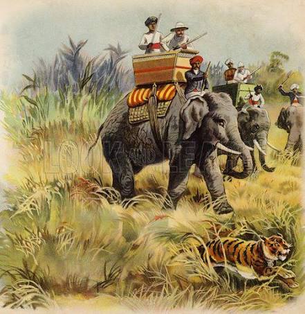 The Prince of Wales tiger hunting in India stock image | Look and Learn