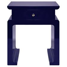 Worlds Away Pagoda Style 1 Drawer Lacquered Side Table Navy Blue Scenario Home Side Table Worlds Away Table