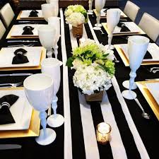Birthday Black And White Table Setting Black And White Stripe Table Cloth White Table Settings Reception Table Runners Dinner Party Table Settings