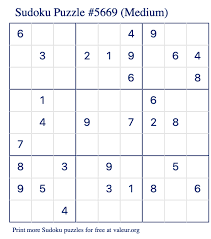 We have hundreds of free crossword and sudoku puzzles available for you to print out and solve. Free Printable Medium Sudoku With The Answer 5669