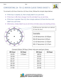 24 Hour Clock Conversion Worksheets