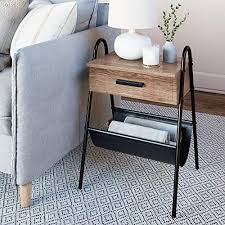 Just a few humans creating furniture. Nathan James 32501 Hugo Nightstand Accent Rustic Wood Table With Drawer Brown Black Farmhouse Goals