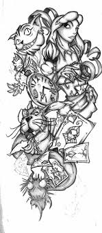Black Alice In Wonderland Drawing Wip Alice Half Sleeve V2 Alice In Wonderland Tattoo Sleeve Half Sleeve Tattoo Half Sleeve Tattoos Designs