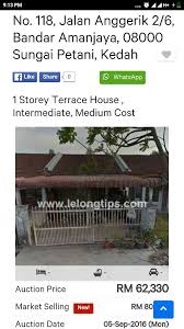 Ck218, nab, 9/5/2021 seroja, sungai petani, kedah rumah teres setingkat endlot untuk dijual 3 bilik tidur 3 bilik air bumi lot 1599 sqft. Rumah Lelong Below 70k Area Rumah Lelong Sungai Petani Facebook