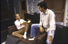 Actors (L-R) Joel Grey and Donald Berman in a scene from the replacement  cast of the New York Shakespeare Festival's production of the play "The  Normal Heart." (New York)
