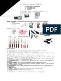 A basic kitchen needs a selection of pots and pans, some basic gadgets, and a collection of common spices and condiments. Types Of Kitchen Tools And Equipment Pdf Kitchen Utensil Home Appliance