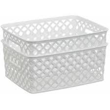 Mainstays Decorative Basket Small Pack Of 2 Walmart Com Storage Baskets Plastic Storage Plastic Storage Bins