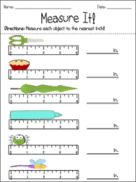 Measurement Nearest Inch Half Inch Quarter Inch And Eighth Inch Measurement Worksheets First Grade Math Measurement Activities