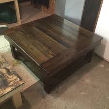 38x38 Harvest Coffee Table In Jacobean Stain Dining Table Rustic Barn Wood Coffee Table To Dining Table