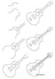 How To Draw A Dog Step By Step Instructions Learn How To Draw A Guitar With Guitar Drawing Easy Drawings Music Drawings