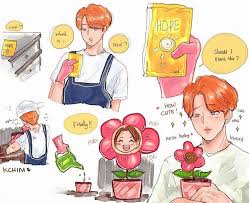 Hope Flower Btw I Miss Jimin Orange Hair So I Drawing It A Bts Jimin Jhope Hopemin Btsfanart Bts Fanart Fan Art Bts Funny