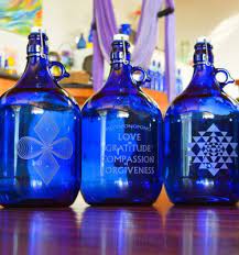 Five Liter Sandblasted Bottle Blue Bottle Love Blue Glass Bottles Blue Bottle Blue Glassware