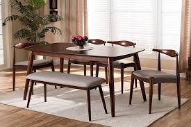 The clean design combines well with many styles. Baxton Studio Aeron Mid Century Modern Light Gray Fabric Walnut Finished Wood 6 Pc Dining Set Aeron Light Grey Walnut 6pc Dining Set
