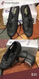 tap shoes only worn once like new black lace up t world