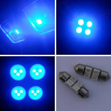 Pair 31mm 4 Smd Led 10000k Ultra Blue Light Bulbs Led231 4 Blue 4b2