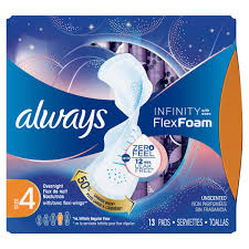 Always Infinity Size 4 Overnight Pads With Wings Always