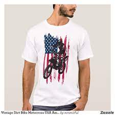 Vintage Dirt Bike Motocross Usa American Flag T Shirt Zazzle Com Dirt Bike Shirts Bike Shirts Dirt Bike Clothing