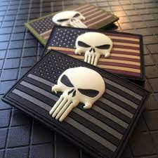 100% quality guaranteed · $9.95 flat rate shipping · made in the usa Glow In The Dark Punisher Skull American Flag Patch American Sheepdog