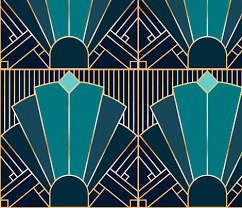 Colorful Fabrics Digitally Printed By Spoonflower Art Deco In Teal Art Deco Colors Art Deco Artwork Art Deco Pattern