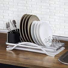 You can keep most of the regularly used utensils handy using a rack. Home Fashion Simplicity Dish Dryer 1 Tier Integrated Dish Drying Rack Rustproof Small Sink Dish Drainers With Removable Draining Board U0026 Amp Utensil Holder Aluminium C F Amazon De Baumarkt
