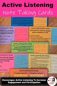 Note Taking Cards Active Listening Active Listening Elementary Teaching Resources Listening Lessons
