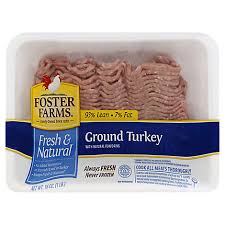 Spray an oven safe dish . Foster Farms Fresh Natural Ground Turkey 93 Lean 7 Fat 16 Oz Vons