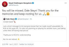 You will be missed is more of an expression and i will miss you is something direct and sincere. You Will Be Missed Rcb Thanks Steyn For Memories Ani Bw Businessworld