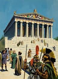 A Painting Of What The Parthenon Originally Look Like Athens Greece In 2020 Ancient Greek Architecture Ancient Greek Art Greek Temple