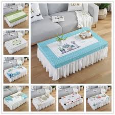 Luxury hot stamping tablecloth hollow pvc plastic soft glass gold silver table cloth dinning sofa coffee table cover tapetes. Green Plant Coffee Table Cloth With Skirt Living Room Flower Teapoy Dust Cover Towel Tea Table Cover Alas Meja Shopee Malaysia