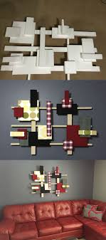 Styrofoam Wall Art Reused Old Curtains And Dress Shirts For Fabric Styrofoam Wall Art Styrofoam Art Diy Wall Art